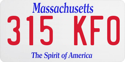 MA license plate 315KF0