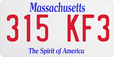 MA license plate 315KF3