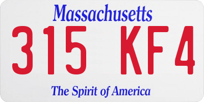MA license plate 315KF4