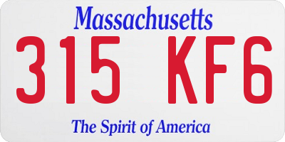 MA license plate 315KF6