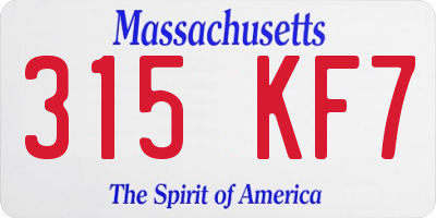 MA license plate 315KF7