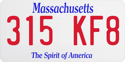 MA license plate 315KF8