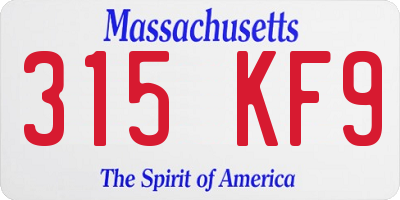 MA license plate 315KF9