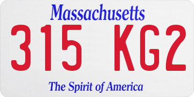 MA license plate 315KG2
