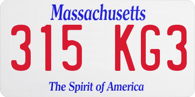 MA license plate 315KG3