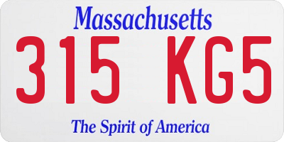 MA license plate 315KG5