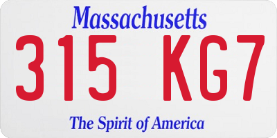 MA license plate 315KG7
