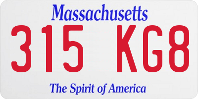 MA license plate 315KG8