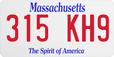 MA license plate 315KH9