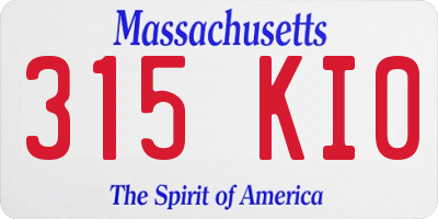 MA license plate 315KI0