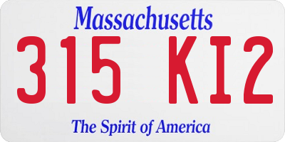 MA license plate 315KI2