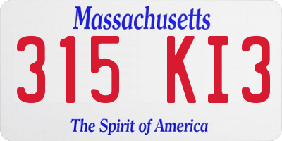 MA license plate 315KI3