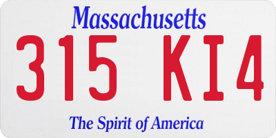 MA license plate 315KI4