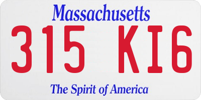 MA license plate 315KI6