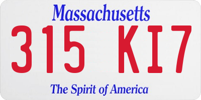 MA license plate 315KI7