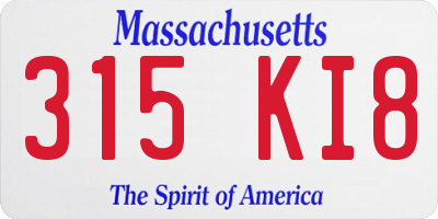 MA license plate 315KI8