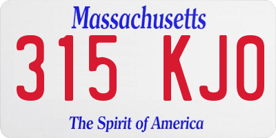 MA license plate 315KJ0
