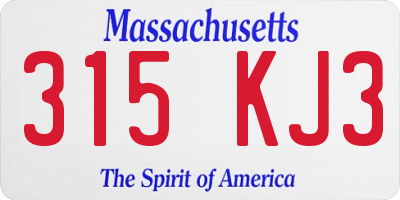 MA license plate 315KJ3