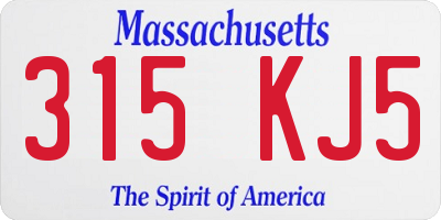 MA license plate 315KJ5
