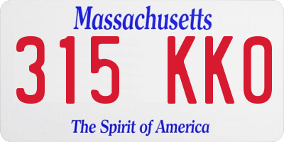 MA license plate 315KK0