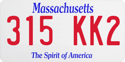 MA license plate 315KK2