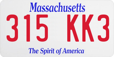 MA license plate 315KK3