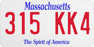 MA license plate 315KK4