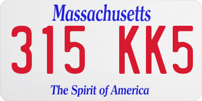 MA license plate 315KK5