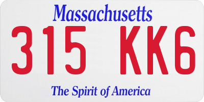 MA license plate 315KK6