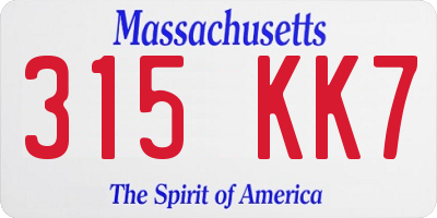 MA license plate 315KK7