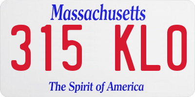 MA license plate 315KL0