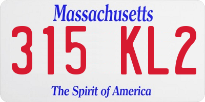 MA license plate 315KL2