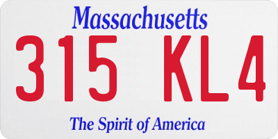 MA license plate 315KL4