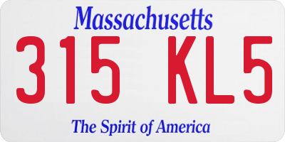 MA license plate 315KL5