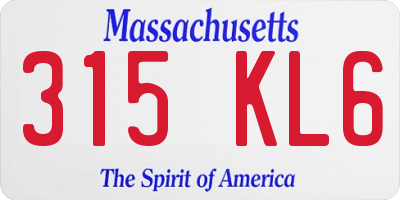 MA license plate 315KL6