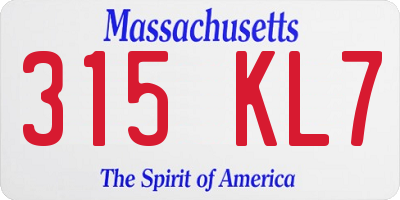 MA license plate 315KL7