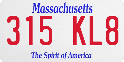 MA license plate 315KL8