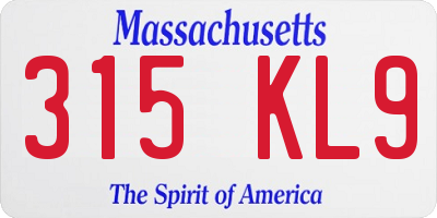 MA license plate 315KL9