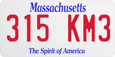 MA license plate 315KM3
