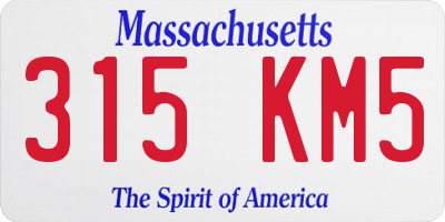 MA license plate 315KM5
