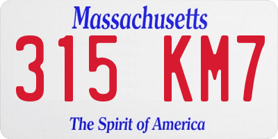MA license plate 315KM7