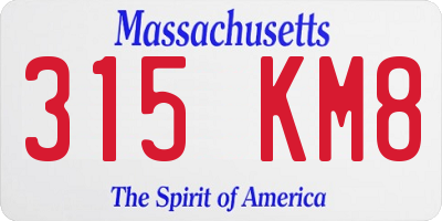 MA license plate 315KM8