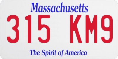MA license plate 315KM9