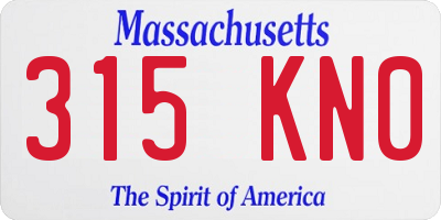MA license plate 315KN0