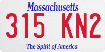 MA license plate 315KN2