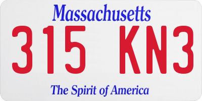 MA license plate 315KN3