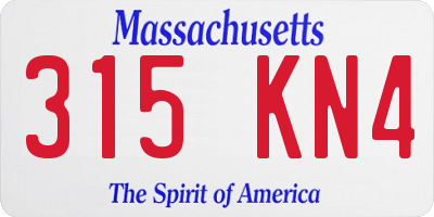 MA license plate 315KN4