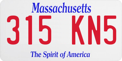 MA license plate 315KN5