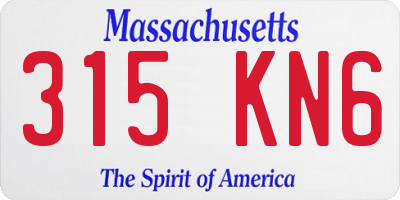 MA license plate 315KN6