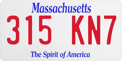 MA license plate 315KN7